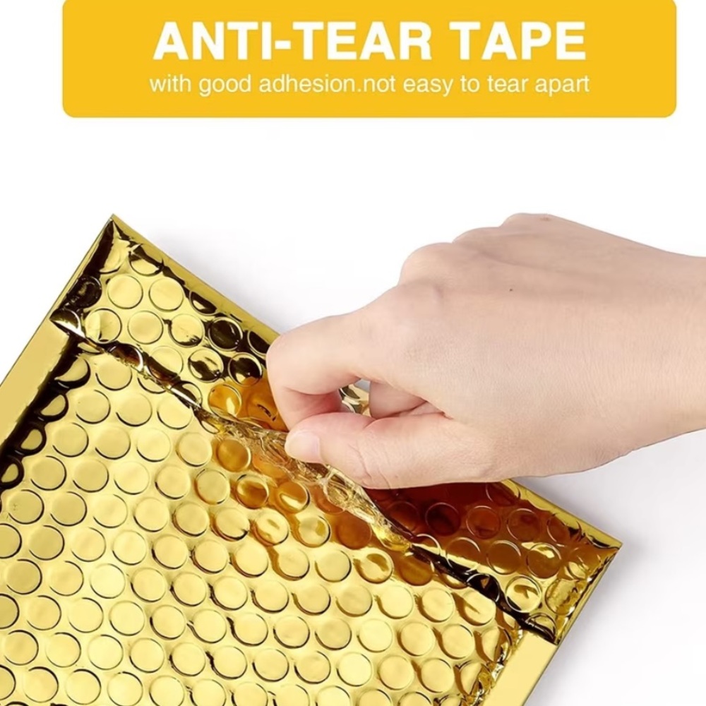 20 Count - 4x8 Gold Metallic Bubble Mailers - Picture 2 of 3